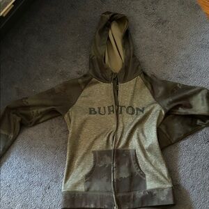 Burton Olive and Black Zip-Up Hoodie